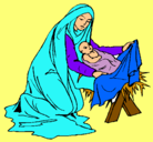 Dibujo Nacimiento del niño Jesús pintado por oracion