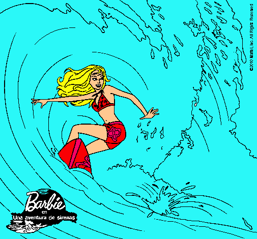 Barbie practicando surf