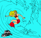 Dibujo Barbie practicando surf pintado por ixxa