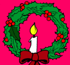 Dibujo Corona de navidad y una vela pintado por LUSCESITA