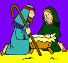 Dibujo Adoran al niño Jesús pintado por keyla   