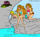 Dibujo Barbie y sus amigas sentadas pintado por carmi