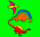 Dibujo Tres clases de dinosaurios pintado por chiara