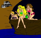 Dibujo Barbie y sus amigas sentadas pintado por dibujo