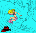 Dibujo Barbie practicando surf pintado por lizat