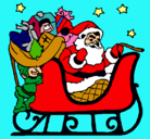 Dibujo Papa Noel en su trineo pintado por chini