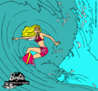 Dibujo Barbie practicando surf pintado por aranzakiwi