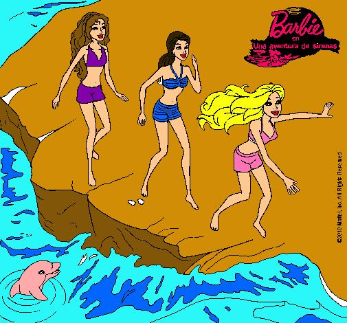 Dibujo Barbie y sus amigas en la playa pintado por selenechemaou