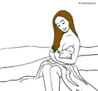 Dibujo Madre con su bebe pintado por prhe