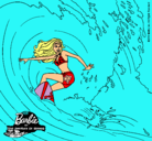 Dibujo Barbie practicando surf pintado por merlia