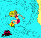 Dibujo Barbie practicando surf pintado por lauritax