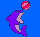 Dibujo Delfín jugando con una pelota pintado por fresita 