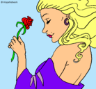 Dibujo Princesa con una rosa pintado por nataly1