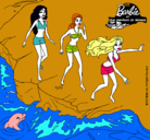 Dibujo Barbie y sus amigas en la playa pintado por nicoliki