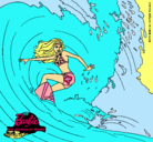 Dibujo Barbie practicando surf pintado por valeri