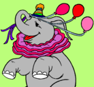 Dibujo Elefante con 3 globos pintado por gissela