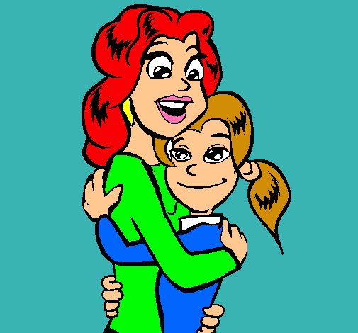 Dibujo Madre e hija abrazadas pintado por LAMOLI 