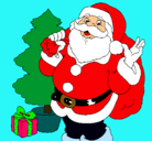 Dibujo Santa Claus y un árbol de navidad pintado por yulissa 