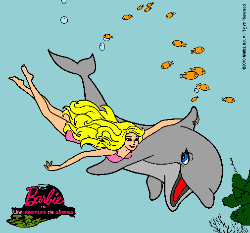 Dibujo Barbie y delfín pintado por Xmiku-hats
