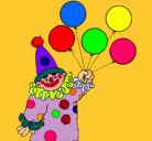 Dibujo Payaso con globos pintado por payaso