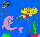 Dibujo Barbie jugando con un delfín pintado por silviaa