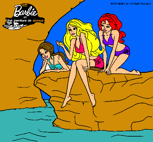 Dibujo Barbie y sus amigas sentadas pintado por LAMOLI 