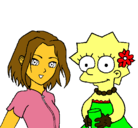 Dibujo Sakura y Lisa pintado por bgnhgb