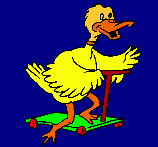 Pato en patinete