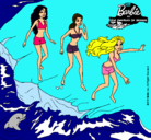 Dibujo Barbie y sus amigas en la playa pintado por lamodelo