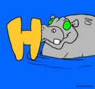 Dibujo Hipopótamo pintado por jaimeko