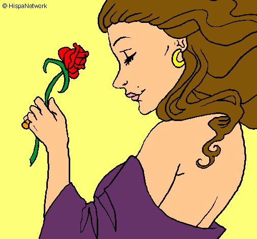 Dibujo Princesa con una rosa pintado por lerelele