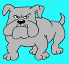 Dibujo Perro Bulldog pintado por feliz
