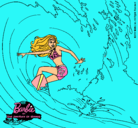 Dibujo Barbie practicando surf pintado por xime