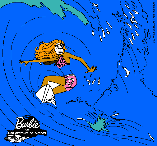 Barbie practicando surf