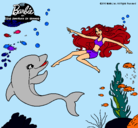 Dibujo Barbie jugando con un delfín pintado por xxxx