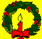 Dibujo Corona de navidad y una vela pintado por yessi