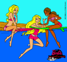 Dibujo Barbie y sus amigas pintado por karina