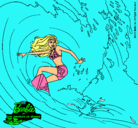 Dibujo Barbie practicando surf pintado por ingrid