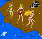 Dibujo Barbie y sus amigas en la playa pintado por Emily1123