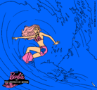 Dibujo Barbie practicando surf pintado por nada