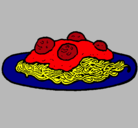 Dibujo Espaguetis con carne pintado por espagueti