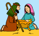 Dibujo Adoran al niño Jesús pintado por Zazu