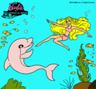 Dibujo Barbie jugando con un delfín pintado por cyndy
