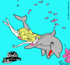 Dibujo Barbie y delfín pintado por Estrela