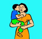 Dibujo Beso maternal pintado por alexa