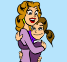 Dibujo Madre e hija abrazadas pintado por anai