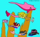 Dibujo Barbie nadando con sirenas pintado por vayoleth
