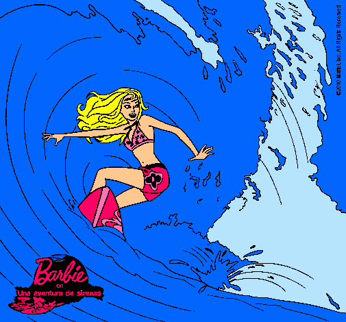 Barbie practicando surf