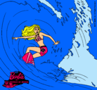 Dibujo Barbie practicando surf pintado por linbridsaytani