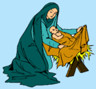 Dibujo Nacimiento del niño Jesús pintado por claudiahippie
